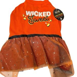 Thrills & Chills Dog Costume Tutu Glow in the Dark "Wicked‎ Sweet" Size Small